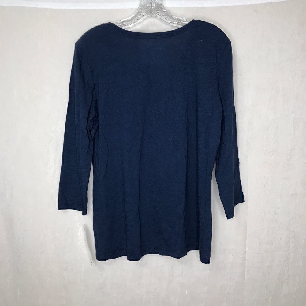 NWT Rebecca Malone Women's 3/4  Sleeve Decorative Pocket Top Blue Silver Large - Picture 3 of 10